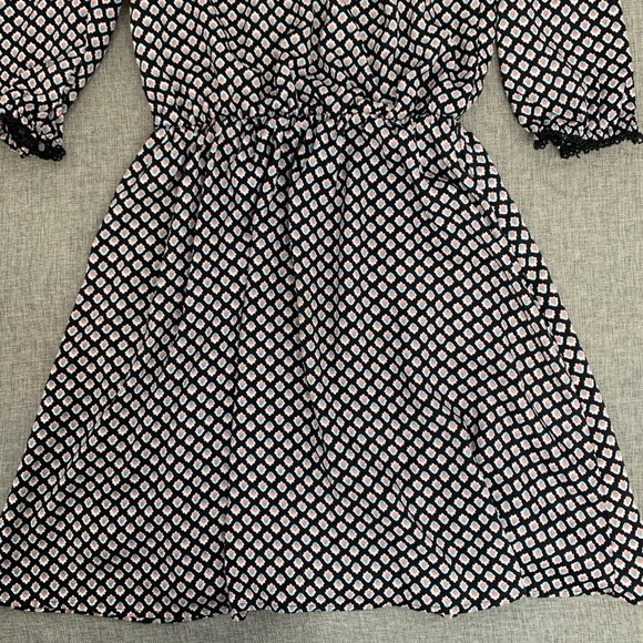 Altar'd State Floral Dress Elastic Cinched Waist Small Mid Sleeve Crochet Detail - Picture 4 of 15